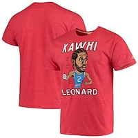 Men's Kawhi Leonard Red LA Clippers Caricature Tri-Blend T-Shirt