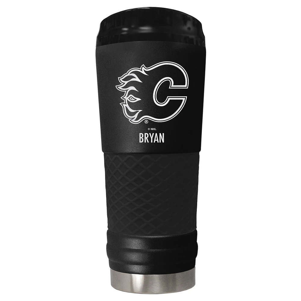 Black Calgary Flames 24oz. Personalized Stealth Draft Tumbler