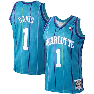 Men's Mitchell & Ness Baron Davis Teal Charlotte Hornets 1999/00 Hardwood Classics Swingman Jersey