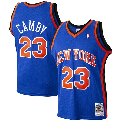 Men's Mitchell & Ness Marcus Camby Blue New York Knicks 1998/99 Hardwood Classics Swingman Jersey