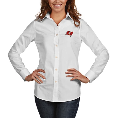 Women's Antigua White Tampa Bay Buccaneers Dynasty Woven Button-Up Shirt