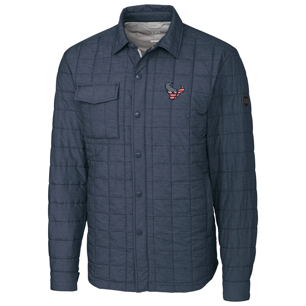 Men's Cutter & Buck Navy Houston Texans Americana Rainier Full-Snap Shirt Jacket