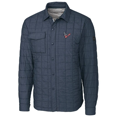 Men's Cutter & Buck Navy Houston Texans Americana Rainier Full-Snap Shirt Jacket