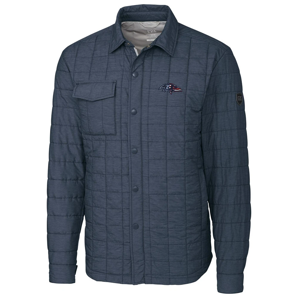 Men's Cutter & Buck Navy Baltimore Ravens Americana Rainier Full-Snap Shirt Jacket