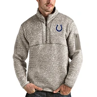 Men's Antigua Oatmeal Indianapolis Colts Fortune Quarter-Zip Pullover Jacket