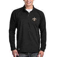 Men's Antigua Black New Orleans Saints Sonar Quarter-Zip Pullover Jacket