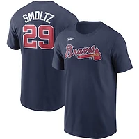 Men's Nike John Smoltz Navy Atlanta Braves Cooperstown Collection Name & Number T-Shirt