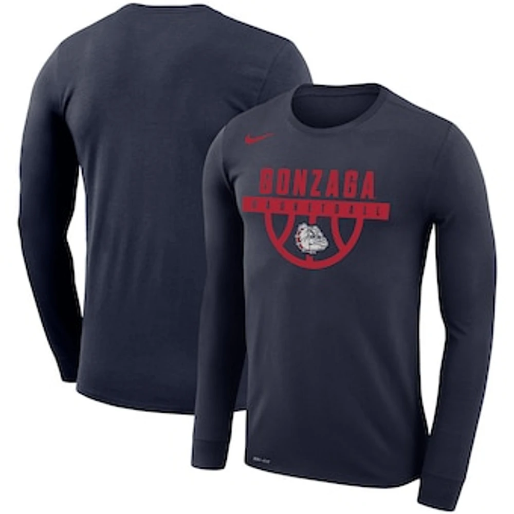 Men's Nike Navy Gonzaga Bulldogs Basketball Drop Legend Long Sleeve Performance T-Shirt