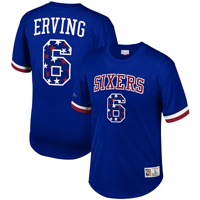 Men's Mitchell & Ness Julius Erving Royal Philadelphia 76ers Player Name & Number T-Shirt