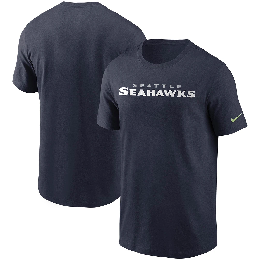 Men's Nike College Navy Seattle Seahawks Team Wordmark T-Shirt