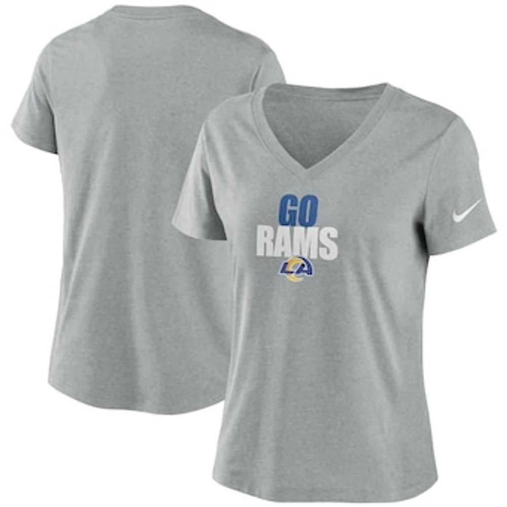 Women's Nike Heathered Charcoal Los Angeles Rams Local Impact Tri-Blend V-Neck T-Shirt