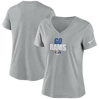 Women's Nike Heathered Charcoal Los Angeles Rams Local Impact Tri-Blend V-Neck T-Shirt