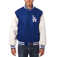 Men's JH Design Royal/White Los Angeles Dodgers Big & Tall Wool Leather Jacket