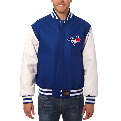 Men's JH Design Royal/White Toronto Blue Jays Big & Tall Wool Leather Jacket