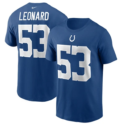 Men's Nike Shaquille Leonard Royal Indianapolis Colts Name & Number T-Shirt