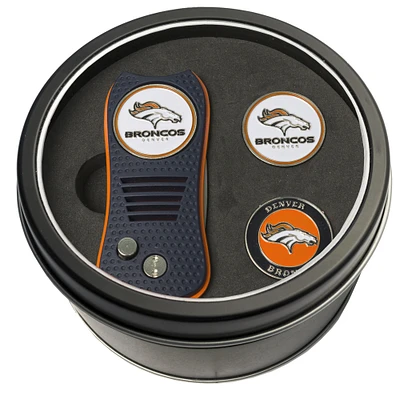 Denver Broncos Divot Tool & Ball Markers Personalized Tin Gift Set