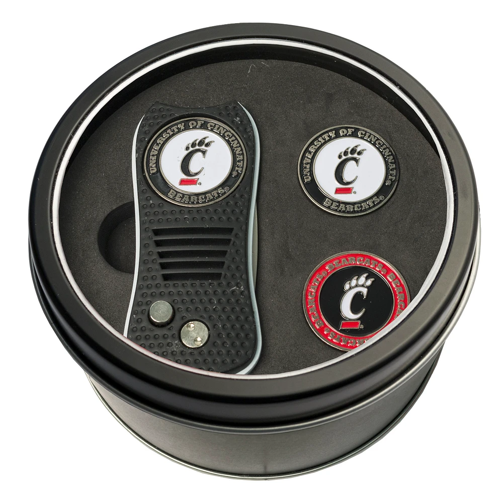 Cincinnati Bearcats Divot Tool & Ball Markers Personalized Tin Gift Set