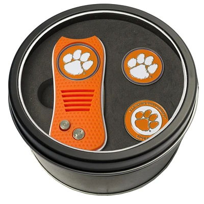 Clemson Tigers Divot Tool & Ball Markers Personalized Tin Gift Set
