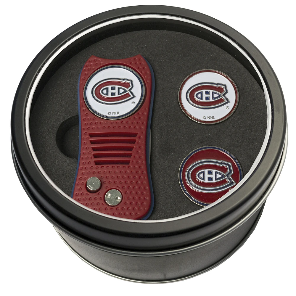 Montreal Canadiens Divot Tool & Ball Markers Personalized Tin Gift Set