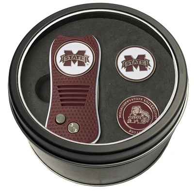 Mississippi State Bulldogs Divot Tool & Ball Markers Personalized Tin Gift Set