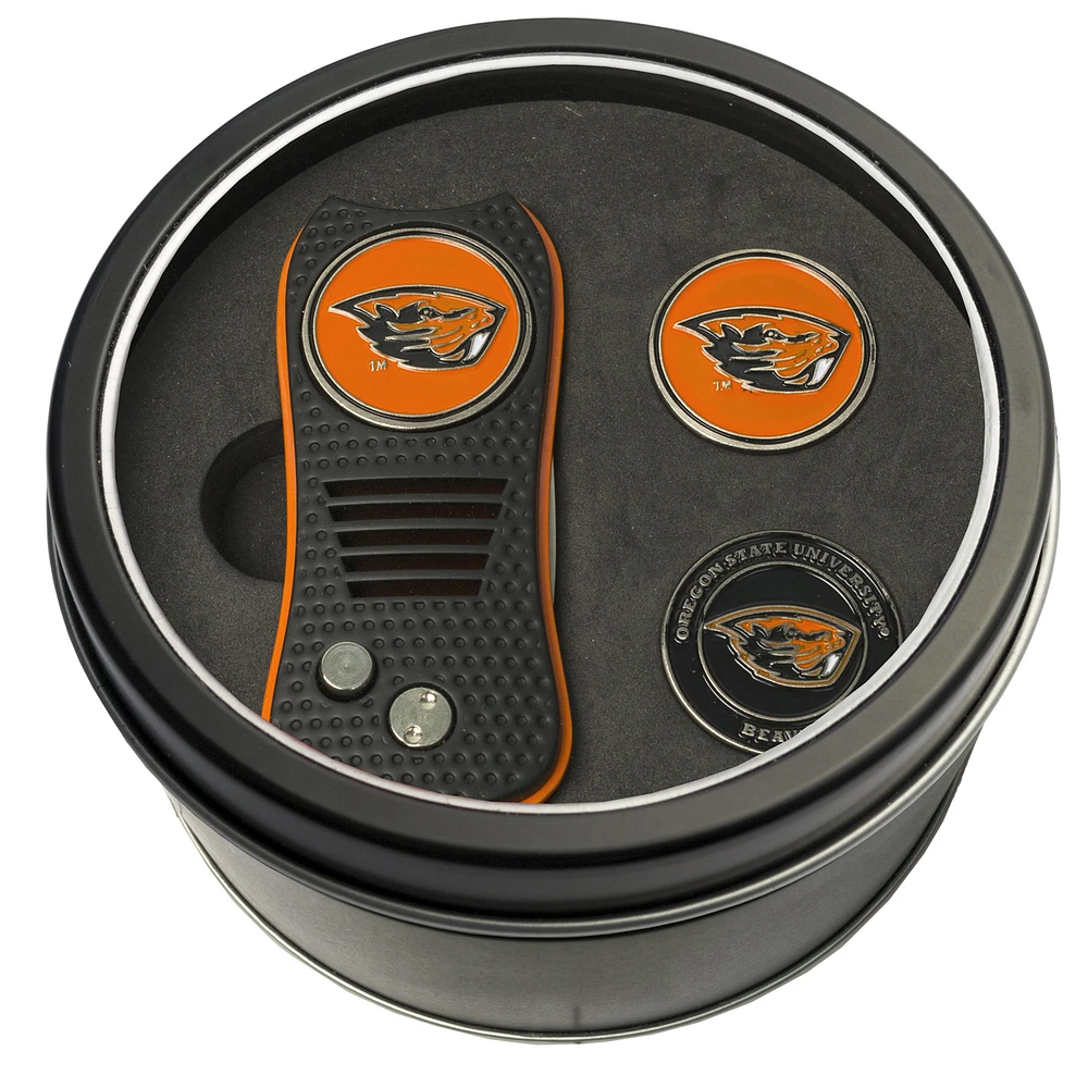 Oregon State Beavers Divot Tool & Ball Markers Personalized Tin Gift Set