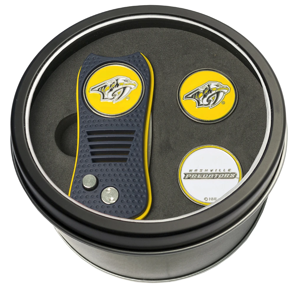 Nashville Predators Divot Tool & Ball Markers Personalized Tin Gift Set