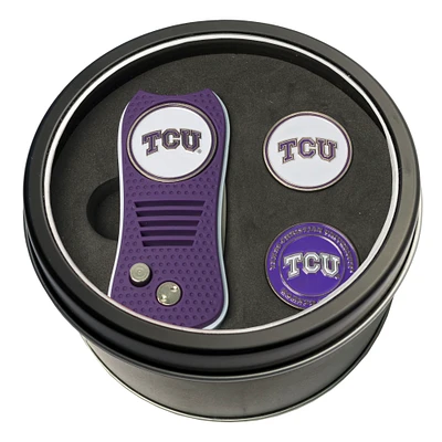 TCU Horned Frogs Divot Tool & Ball Markers Personalized Tin Gift Set