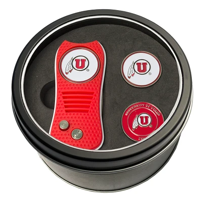 Utah Utes Divot Tool & Ball Markers Personalized Tin Gift Set