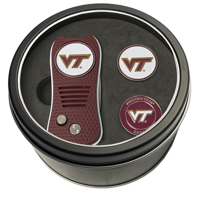 Virginia Tech Hokies Divot Tool & Ball Markers Personalized Tin Gift Set