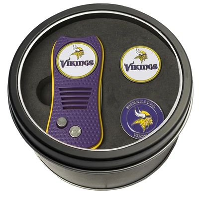 Minnesota Vikings Divot Tool & Ball Markers Personalized Tin Gift Set