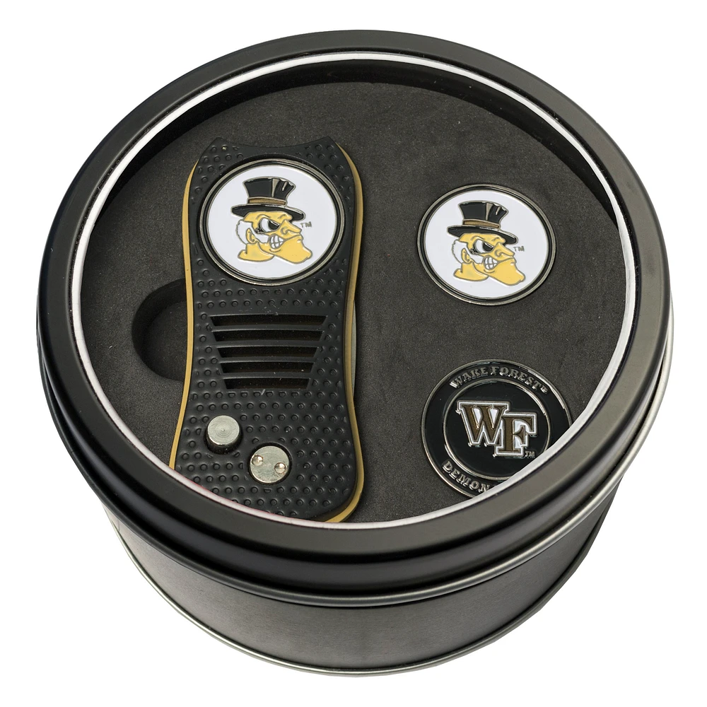 Wake Forest Demon Deacons Divot Tool & Ball Markers Personalized Tin Gift Set