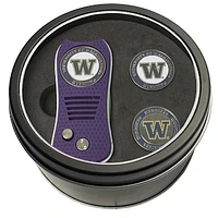 Washington Huskies Divot Tool & Ball Markers Personalized Tin Gift Set