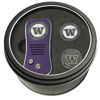 Washington Huskies Divot Tool & Ball Markers Personalized Tin Gift Set