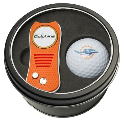 Miami Dolphins Divot Tool & Golf Ball Personalized Tin Gift Set
