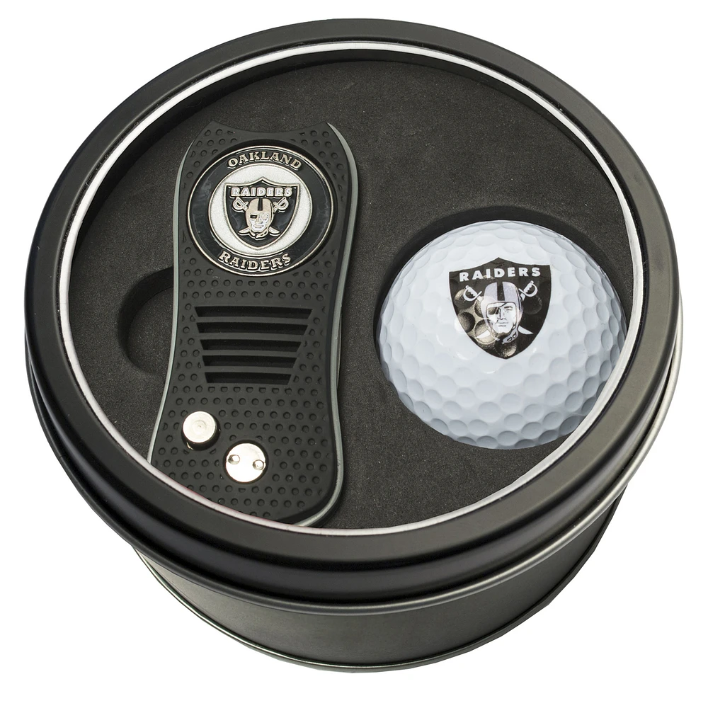 Las Vegas Raiders Divot Tool & Golf Ball Personalized Tin Gift Set