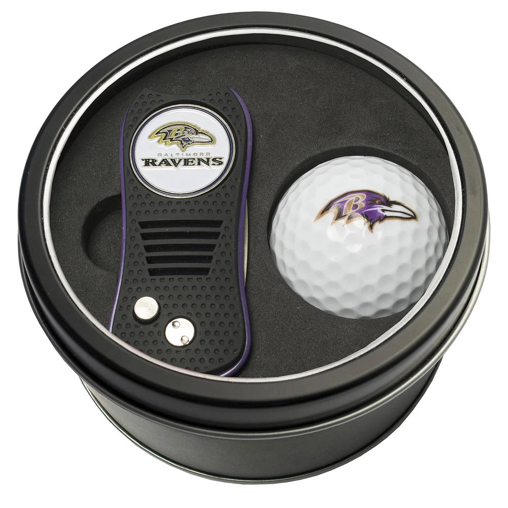 Baltimore Ravens Divot Tool & Golf Ball Personalized Tin Gift Set