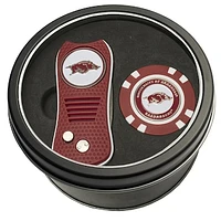 Arkansas Razorbacks Divot Tool & Golf Chip Personalized Tin Gift Set