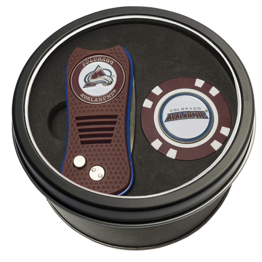 Colorado Avalanche Divot Tool & Golf Chip Personalized Tin Gift Set