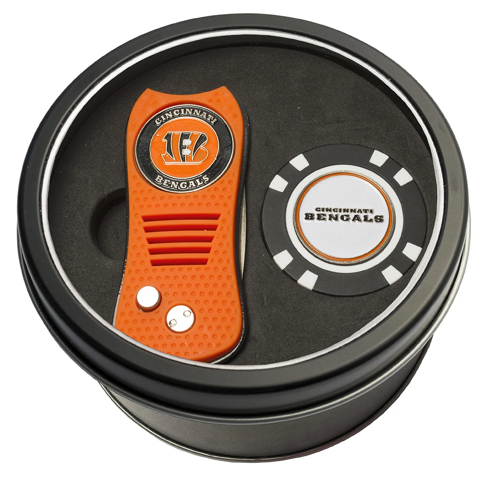 Cincinnati Bengals Divot Tool & Golf Chip Personalized Tin Gift Set