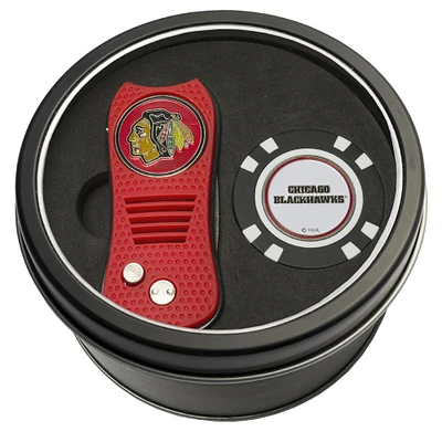 Chicago Blackhawks Divot Tool & Golf Chip Personalized Tin Gift Set