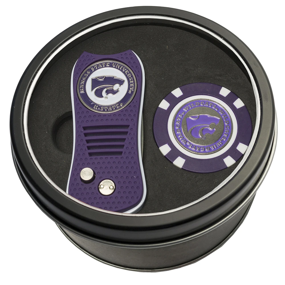 Kansas State Wildcats Divot Tool & Golf Chip Personalized Tin Gift Set