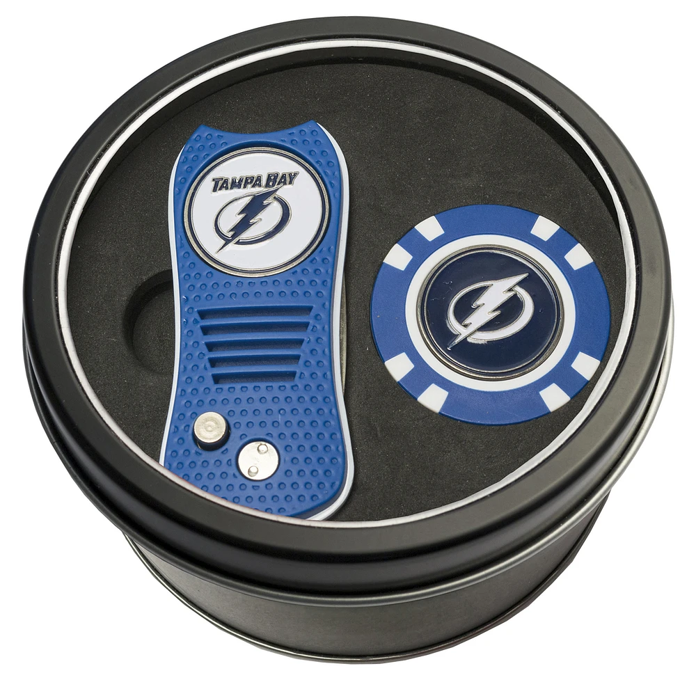 Tampa Bay Lightning Divot Tool & Golf Chip Personalized Tin Gift Set