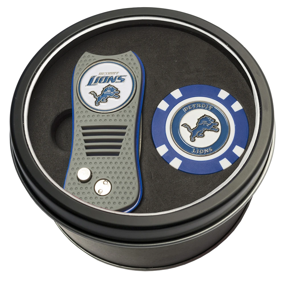 Detroit Lions Divot Tool & Golf Chip Personalized Tin Gift Set