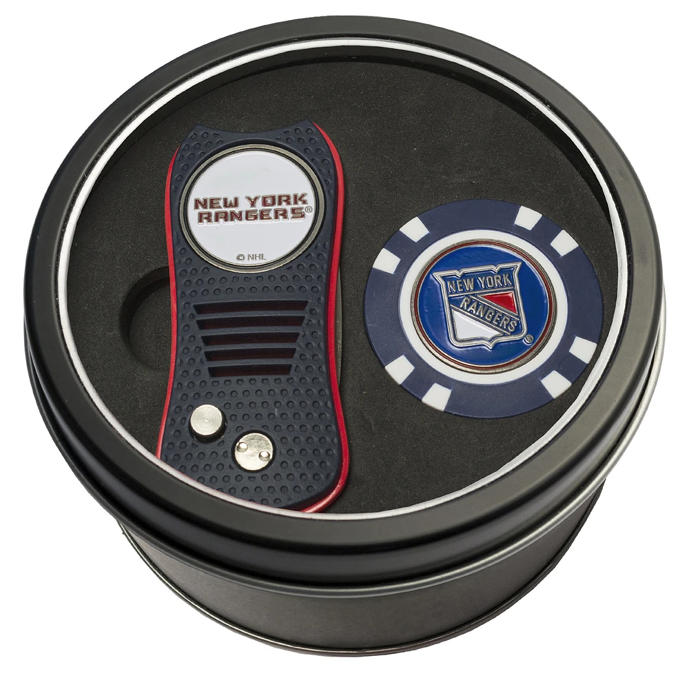 New York Rangers Divot Tool & Golf Chip Personalized Tin Gift Set