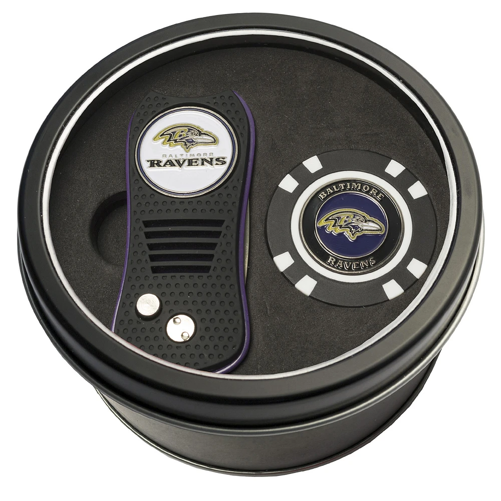 Baltimore Ravens Divot Tool & Golf Chip Personalized Tin Gift Set
