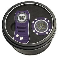 Washington Huskies Divot Tool & Golf Chip Personalized Tin Gift Set