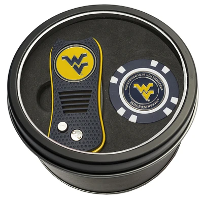West Virginia Mountaineers Divot Tool & Golf Chip Personalized Tin Gift Set