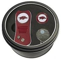 Arkansas Razorbacks Divot Tool Ball Marker & Cap Clip Personalized Tin Gift Set