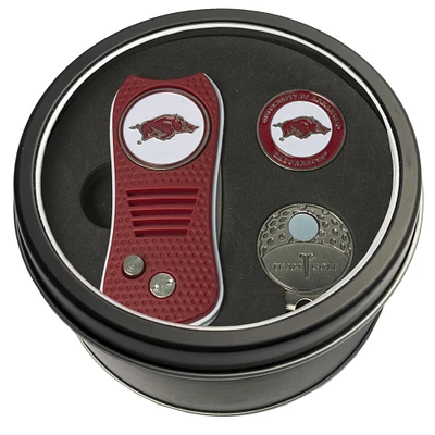 Arkansas Razorbacks Divot Tool Ball Marker & Cap Clip Personalized Tin Gift Set