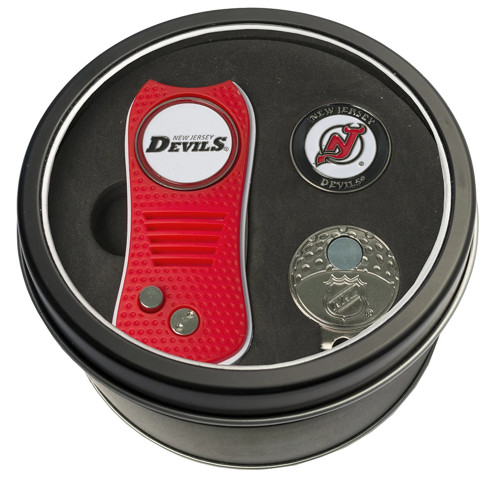 New Jersey Devils Divot Tool Ball Marker & Cap Clip Personalized Tin Gift Set